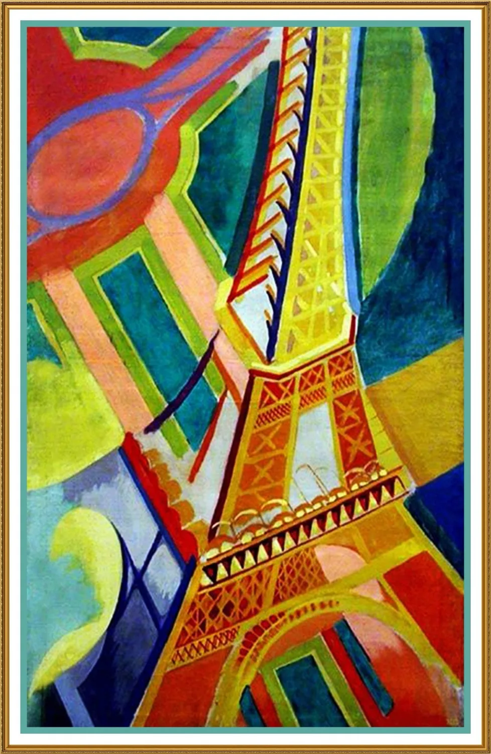 

High quality Oil painting Canvas Reproductions The Eiffel Tower Geometric Cubism by Robert Delaunay hand painted