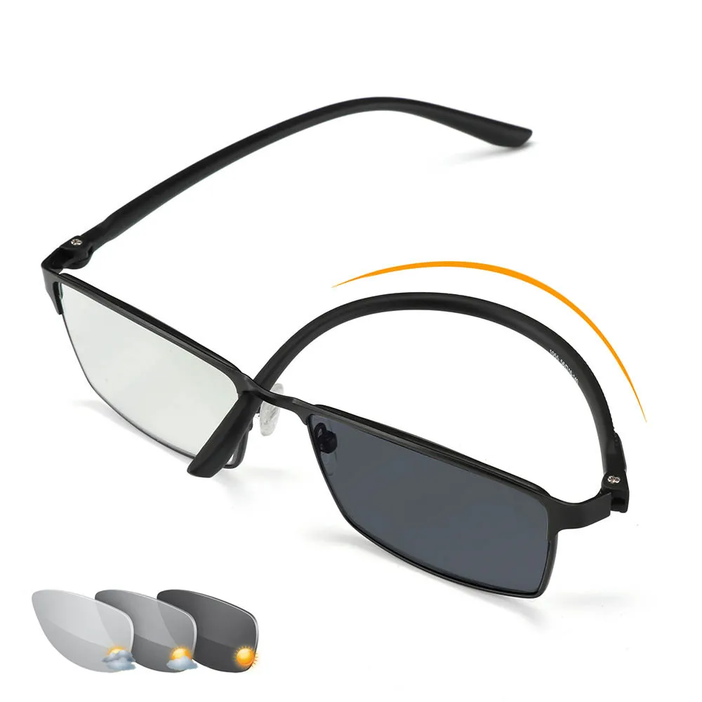 

Anti-blue light Transition Sunglasses Photochromic Reading Glasses Men Resin Lenses Anti-fatigue Reader Eyewear