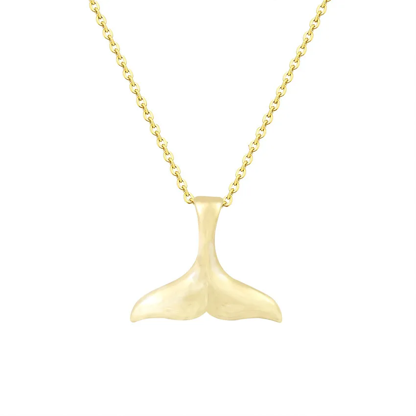 Stainless Steel Chain Mermaid Tail Pendant Necklaces For Women Vintage Fish Nautical Color Whale Tail Choker Necklace view 4