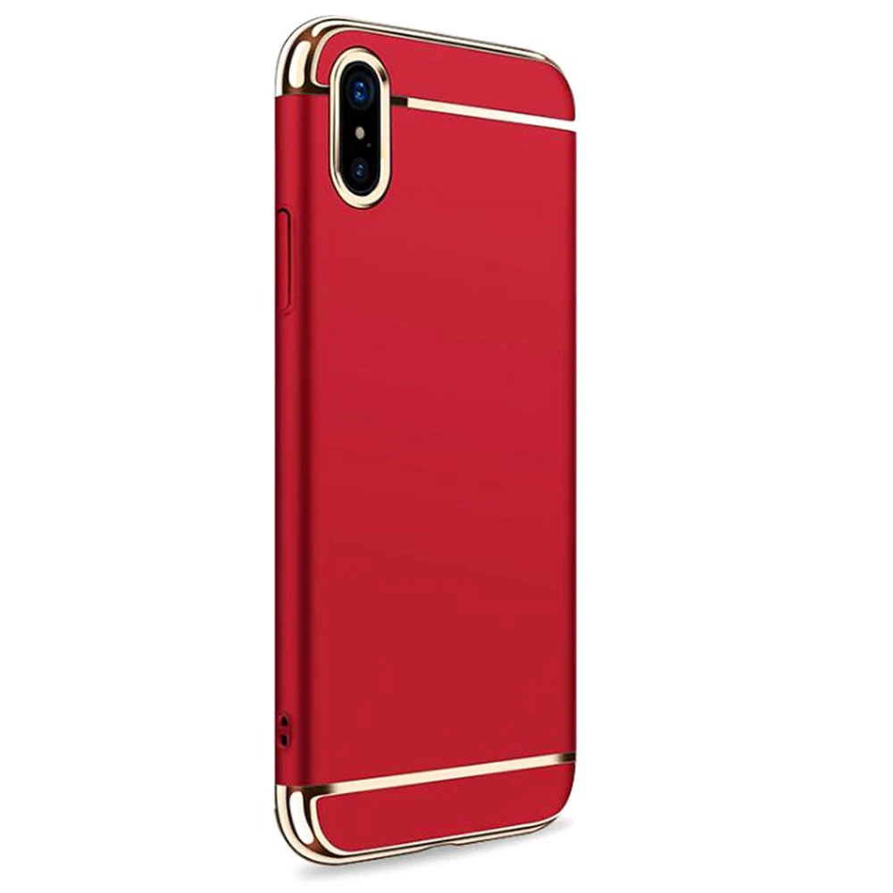 50pcs/lot 3 in 1 Luxury Electroplating Back Cover Case for iPhone X 8 8 Plus Hard PC Hybrid Case for iPhone 7 7 Plus