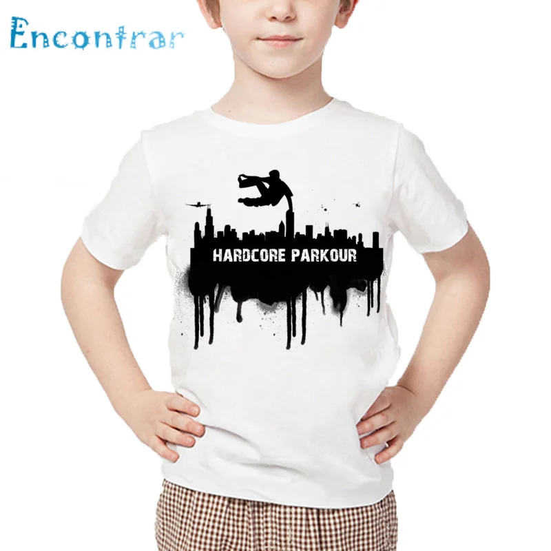 Kids Evolution Of Parkour Born To Jump Print Cool T shirt Children Summer White Tops Boys/Girls Casual T-shirt,HKP2422