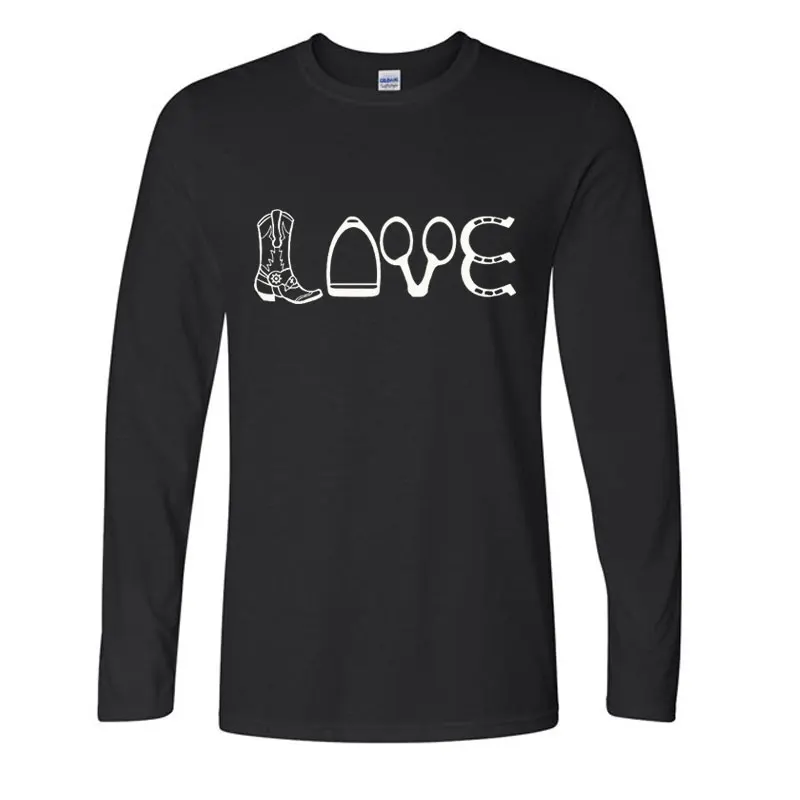 New Funny Love Horse Ridinger T Shirt - Gifts for Horse Lovers Cool Funny T-Shirt Men Crew Neck Long Sleeve High Quality Tees