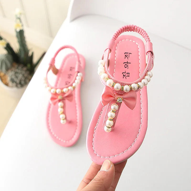 

Summer Children Shoes Sandals New Girls Bow Sandals Baby Toddler Shoes Fashion Kids Shoes Pearls Baby Single Shoes B50