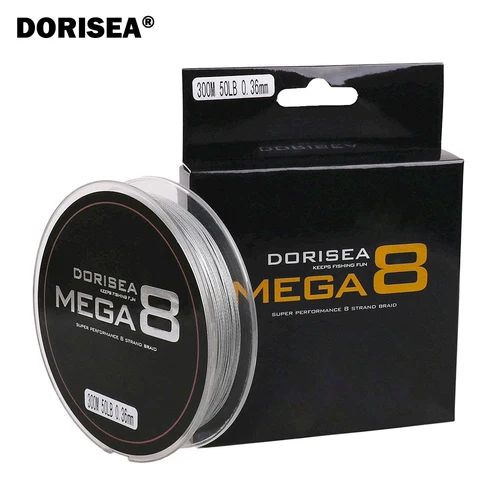 Imagen 2 del producto DORISEA Mega 8 hebras multifilamento PE trenzado hilo de pescar alambre trenzado de pesca 300M 330 yardas Material japonés para pesca de carpa