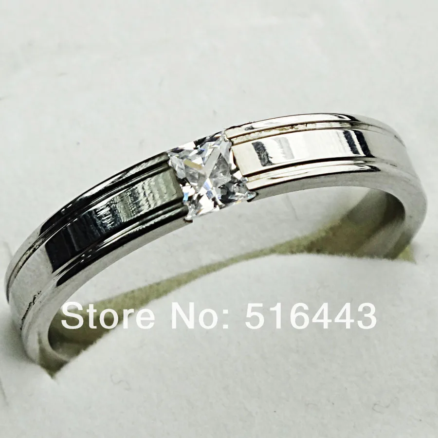 Men's Ring Wholesale Jewelry Lots 30pcs Stainless Steel Pure Cubic Zirconia Engagement Wedding Rings For Women Mens A-565