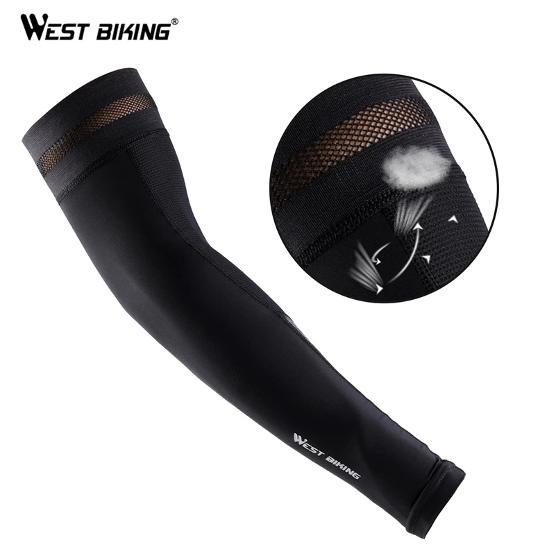 WEST BIKING Cycling Running Arm Sleeve Bicycle UV Protection Cuff Cover Bike Sport Arm Warmers Cool Men Women Cycling Sleeves