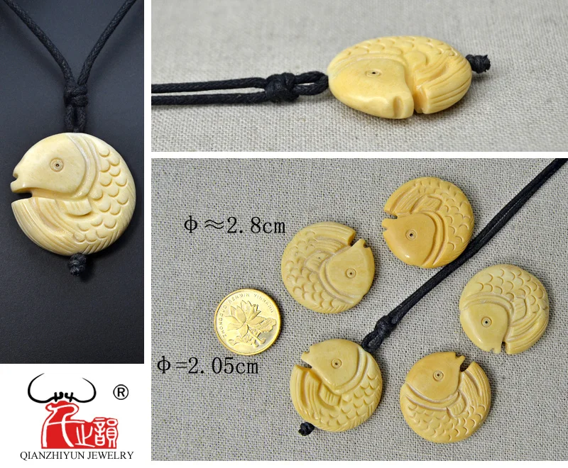 GX097 Hot Sale Yak bone fish jewelry Hawaii Surfer pendant women necklace Vintage yellow necklace handmade jewelry