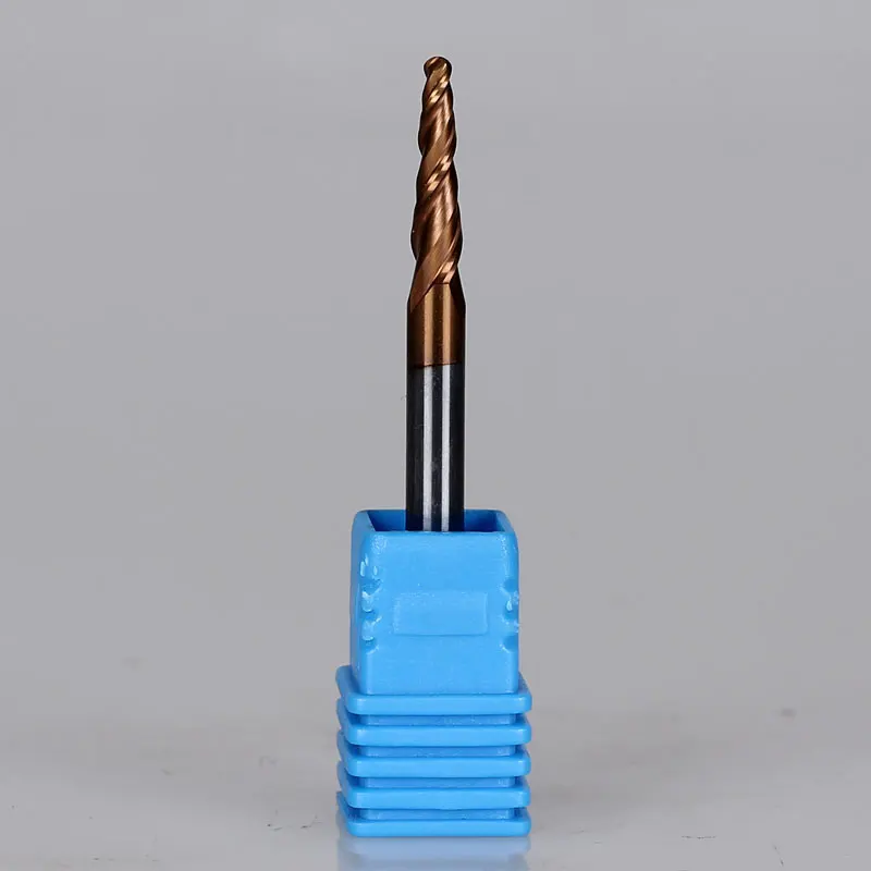 Imagem -03 - Carboneto Sólido mm Bola Nariz Tapered End Mills Router Bits Cnc Cônico Madeira Metal Fresa Peças Lote R1.0 d4 15 50l 2f