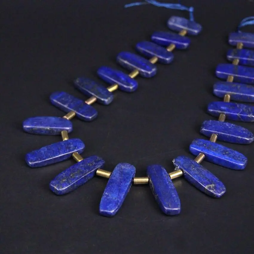 

Approx20PCS/strand Top Drilled Lapis Lazuli Slice Stick Loose Beads,Natural Gems Stone Slab Nugget Pendants Jewelry Making