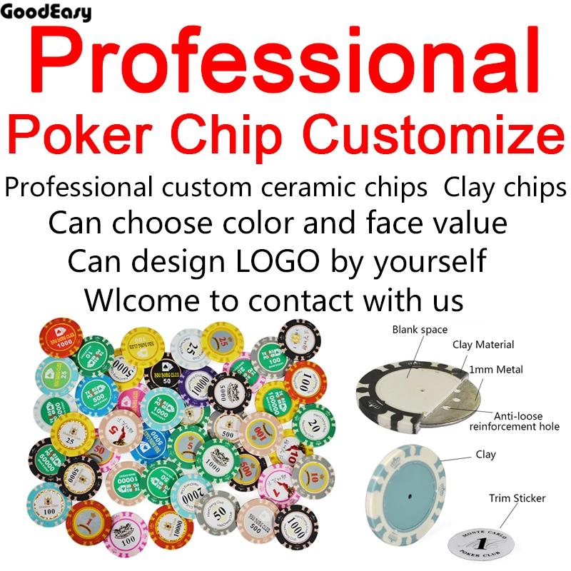 Customize Clay Crown Poker Chip with High Quality Design logo and Denomination and Color by yourself