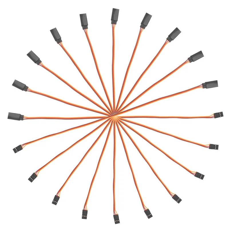 Najwyższa jakość 10 sztuk 150 / 200 / 300 / 500mm przedłużacz do serw przewód zasilający kabel do RC Futaba JR męski na żeński 30cm