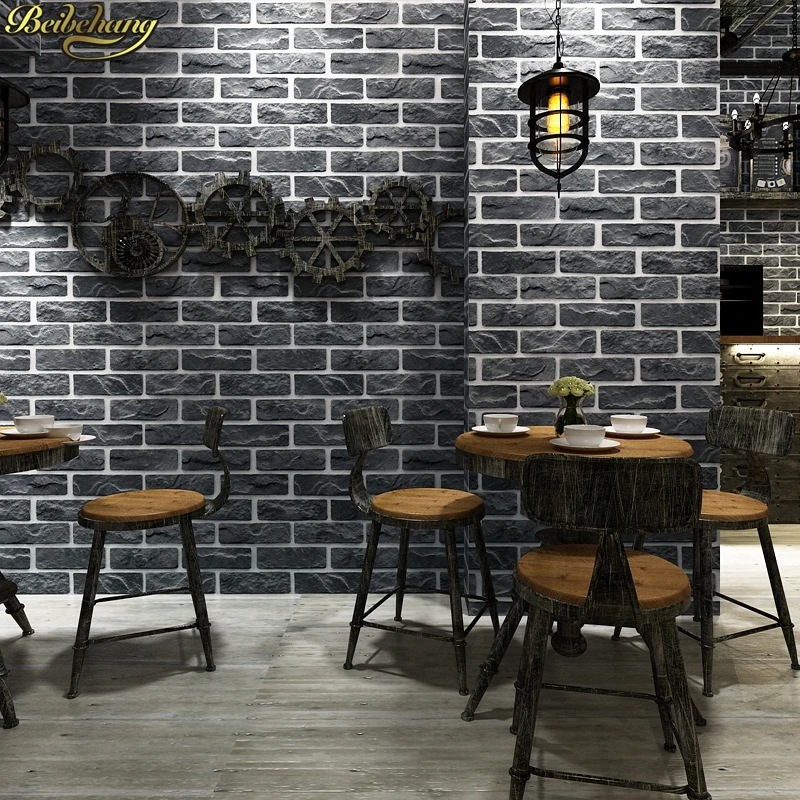 beibehang wall paper Retro nostalgic 3D stereo imitation brick coffee restaurant bar web cafe blue brick red brick wallpaper