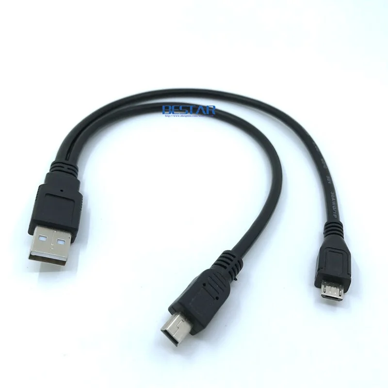 2 in 1 콤보 미니-usb 미니 USB 및 마이크로 usb 2.0 마이크로-USB 5 핀 커넥터 케이블 30cm 1 피트 충전 및 데이터 동기화 용