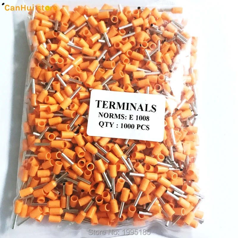 100pcs E1008 Tube insulating terminals AWG 18 Insulated Cable Wire 1mm2 Connector Insulating Crimp Terminal Connect