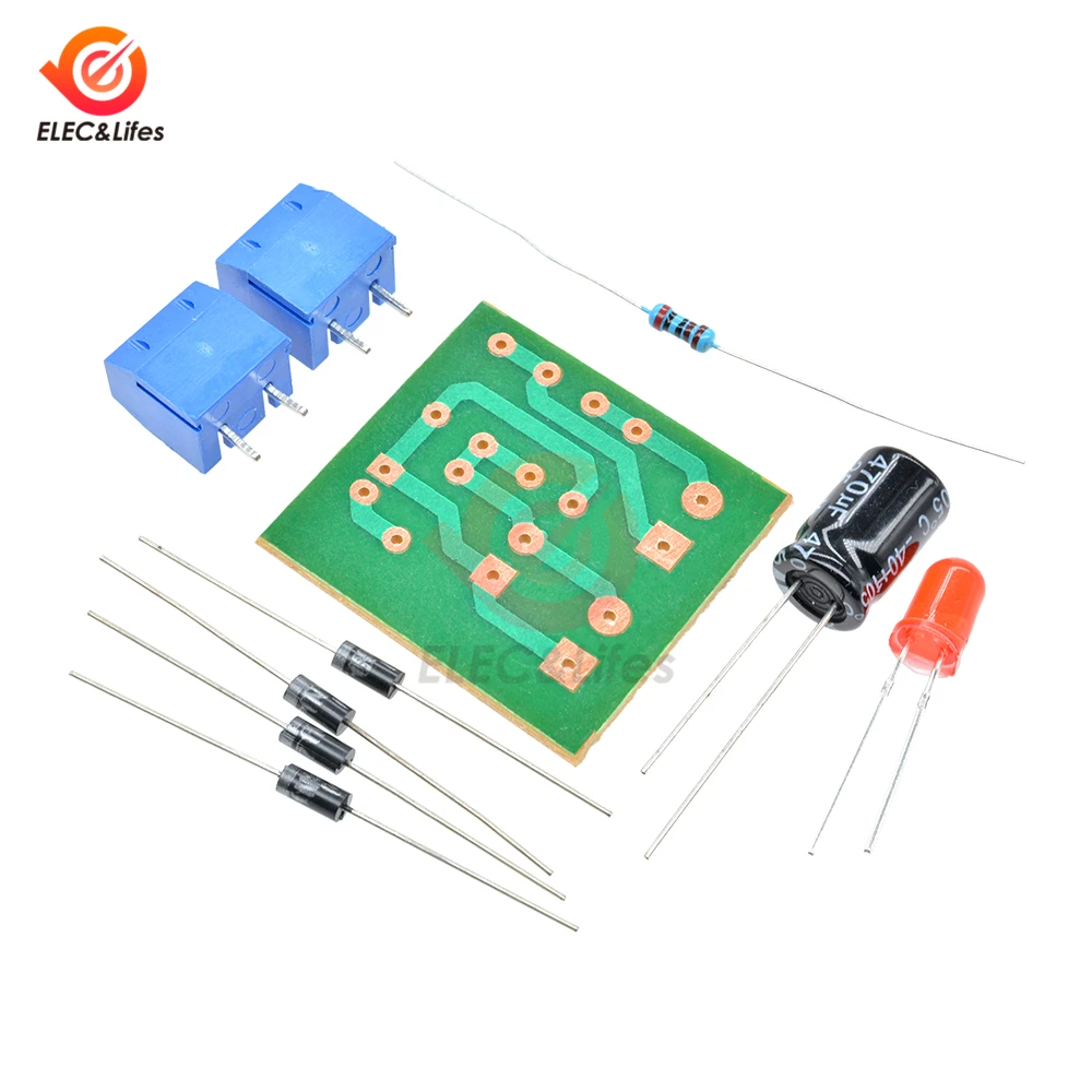 N4007 Full Wave สะพาน DIY ชุด AC To DC Converter ชิ้นส่วนอิเล็กทรอนิกส์ Suite
