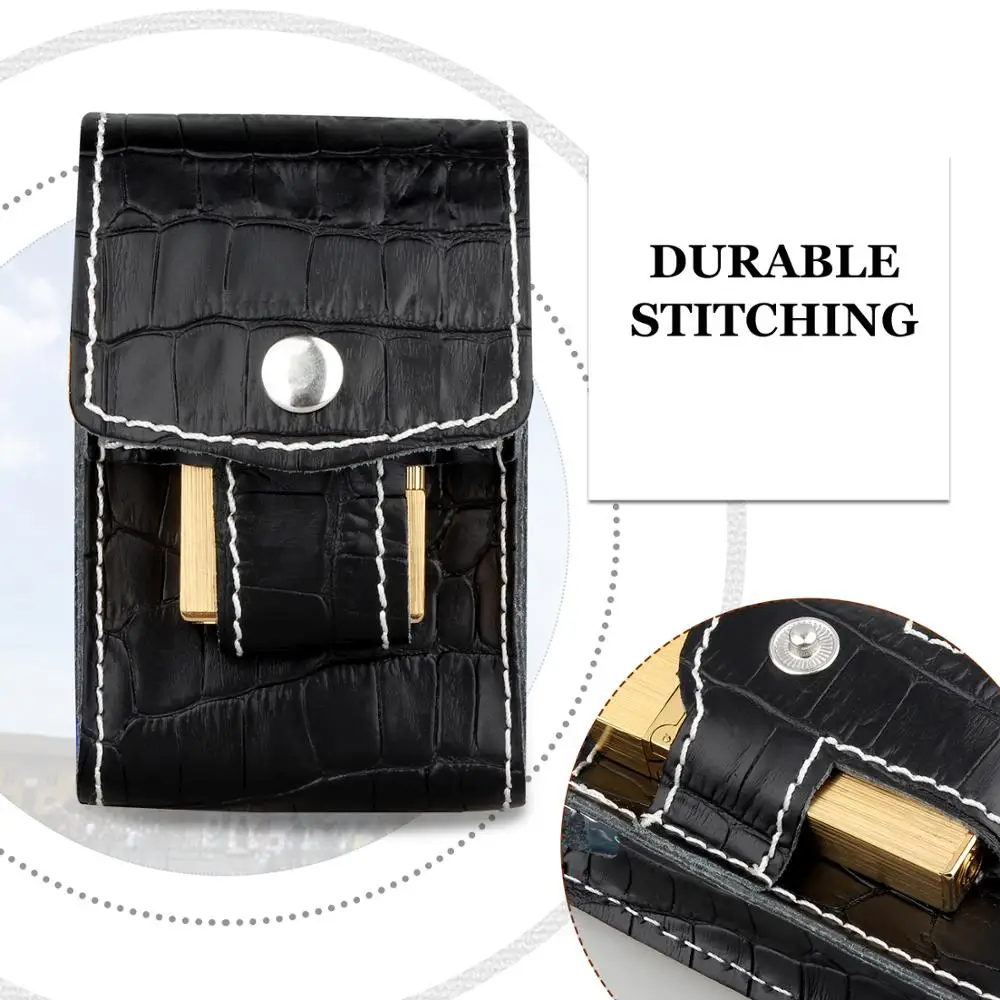FIREDOG Woman/Men Crocodile Pattern Leather Case Wallet With Lighter Holder Waist Belt Loop Box