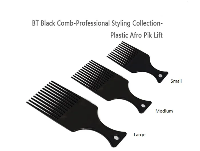Salon Verwenden Sie 3 Größen, schwarzer afroamerikanischer Pick-Kamm, Haarkämme, Afro-Haarkamm für Friseur-Styling-Werkzeuge, DIY-Haarwerkzeug LZN0037 – Detail 1