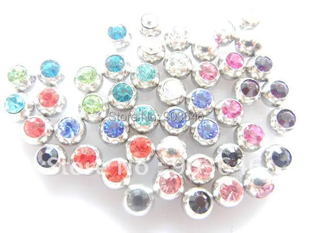 Free shippment 200pcs/lot Crystal Gems Ball Replacement Body piercing jewelry For Tongue/Navel/Eyebrow/Lip Piercing 14g/16g