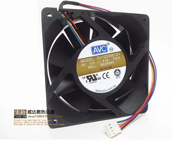 AVC 120*120*38 12V 4.5A 12CM DV12038B12H four line large volume server fan