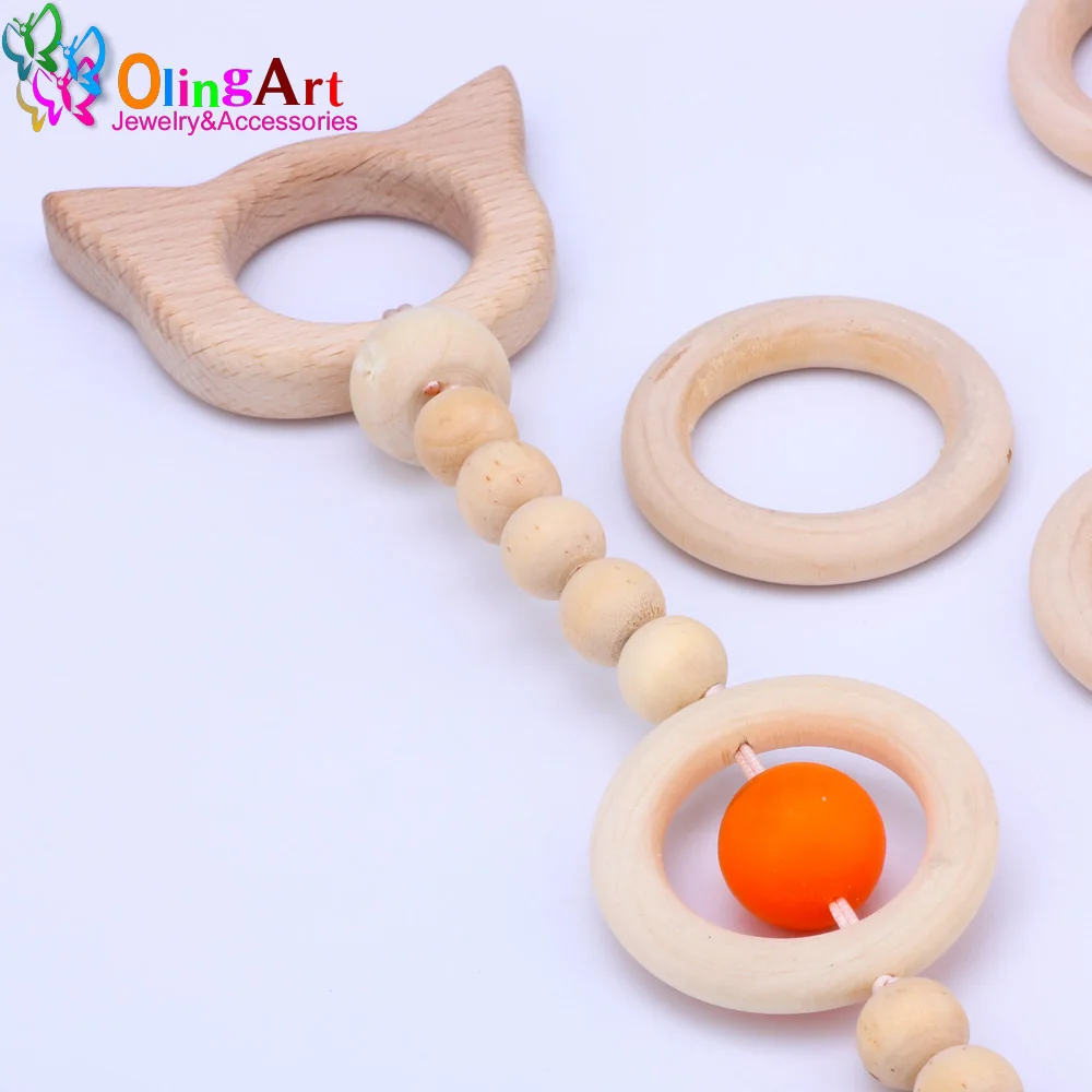 OlingArt 40MM 8pcs/lot Natural Wooden circle Ring children's jewelry toys making DIY crafts decor Accessories the best Gift