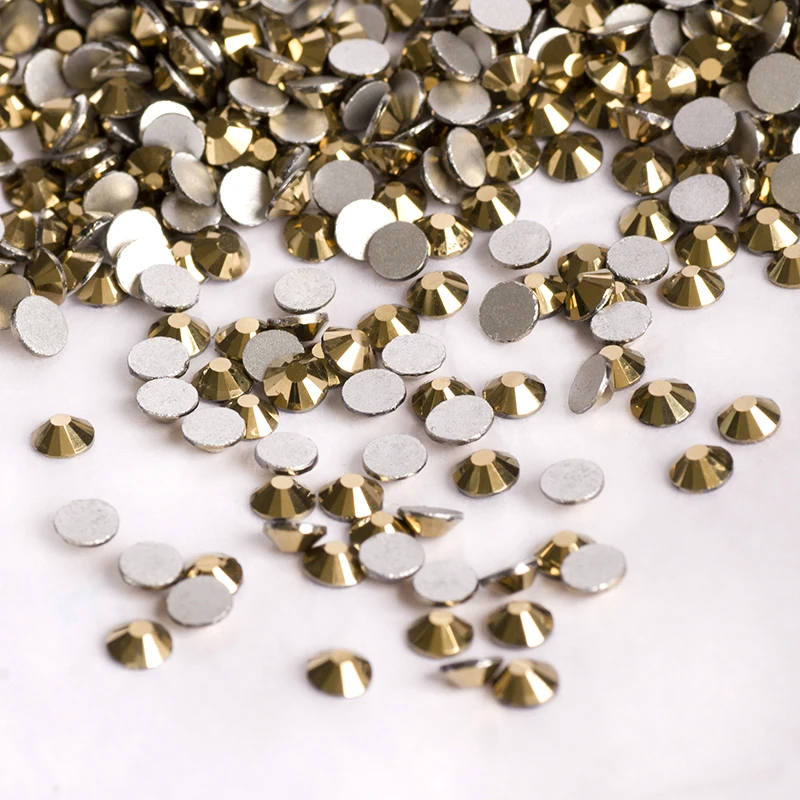 YANRUO 2058NoHF SS3-SS34 Aurum Gold Stones Crystal Strass Non Hot Fix Flatback Rhinestones For Nail Art Decorations