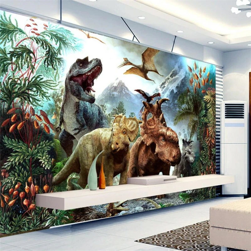 wellyu обои    papier peint  wallpaper for walls 3 d Custom wallpaper   Large 3D stereo dinosaur murals backdrop  papel parede