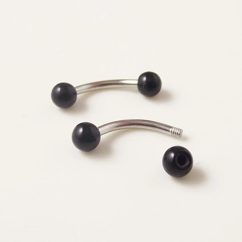 2pcs 16g 316L Stainless Steel Eyebrow Ring Micro Bent Banana Curved Barbell Acrylic Ball