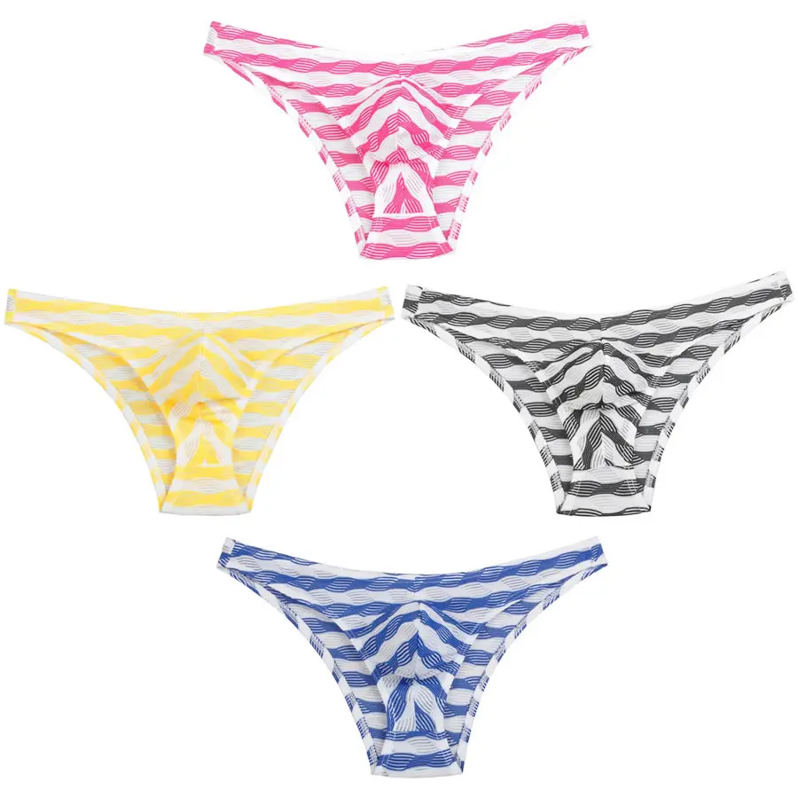 4PCS/Lot Popular Ripples Pattern Design Striped Men\'s Bikini Underwear Briefs Sexy Male Underpants Fashion Shorts