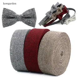 Kewgarden Geometric Stripe Pattern Linen Fabric Layering Cloth Ribbons 50mm 25mm 10mm Handmade Tape DIY Bow tie Riband 5m/lot