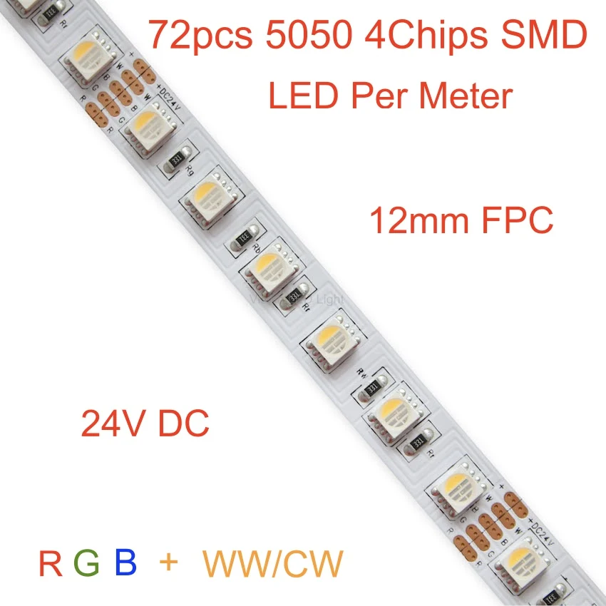 

Водонепроницаемая светодиодная лента rgbw, 5 м в комплекте, 72 светодиода с 4 ЧИПАМИ 5050 на метр, 24 В постоянного тока, ww(2800-3200k) /cw(6000-6500k)