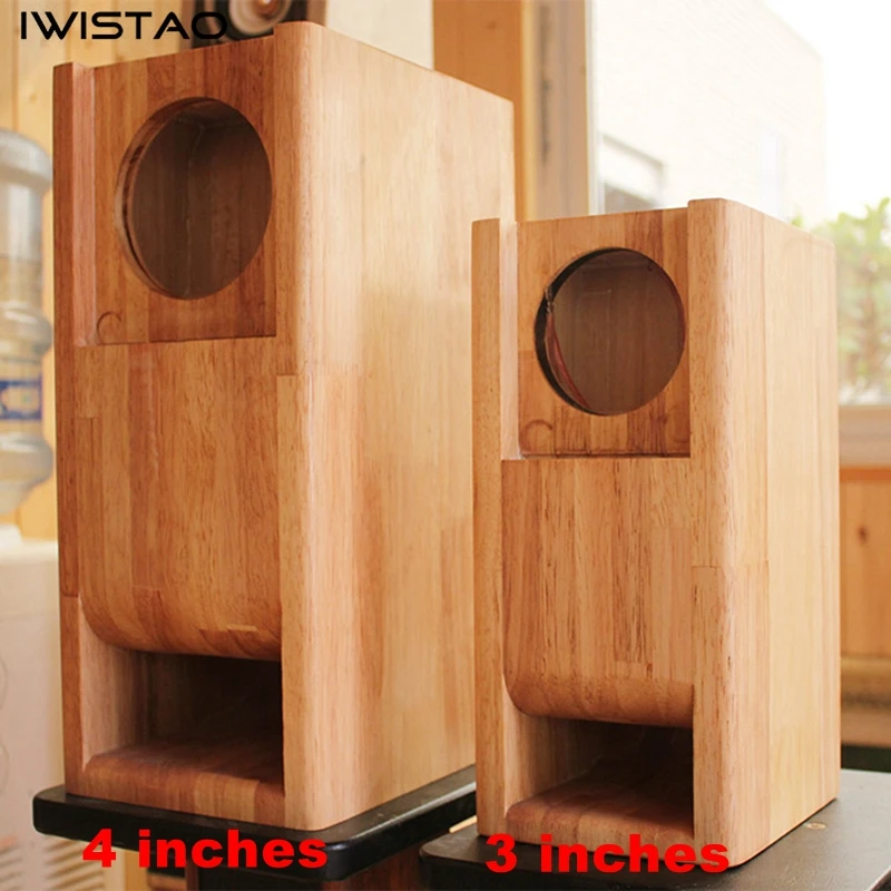 IWISTAO HIFI 4 Inches Full Range Speaker Empty Cabinet 1 Pair Finished Wood Labyrinth Structure for Tube Amplifier