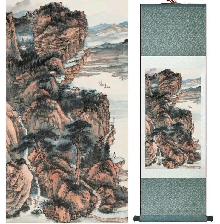 

Zhangdaqian Mountain and River painting Chinese scroll painting landscape art painting home decoration painting 0402015