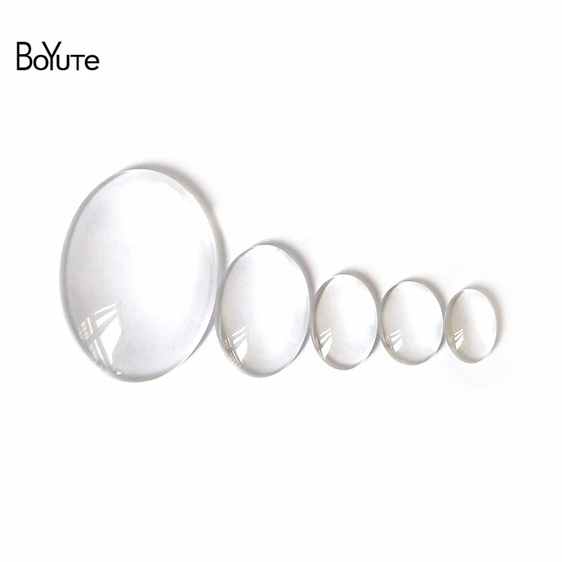 BoYuTe DIY Jewelry Finding Components 10*14MM 13*18MM 18*25MM 30*40MM Oval Transparent Glass Cabochon Stone