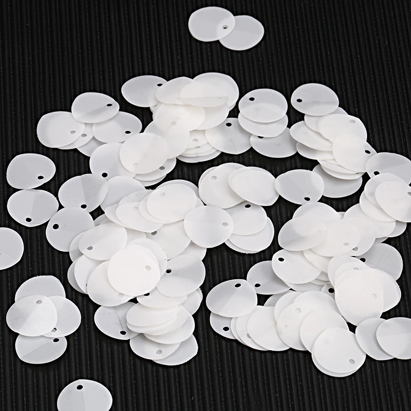 240Pcs(10g) 10mm Matte White Oval Folded pvc loose Sequins for Clothes DIY Sewing,Wedding Craft ,Women Garment Accessories