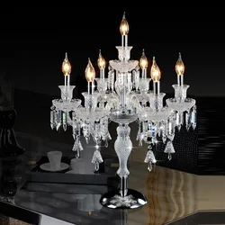 European Transparent Crystal Table Lamp Bedroom Bedside Luminaire Wedding Light Luxury Decorative Desk Lamp Night Atands