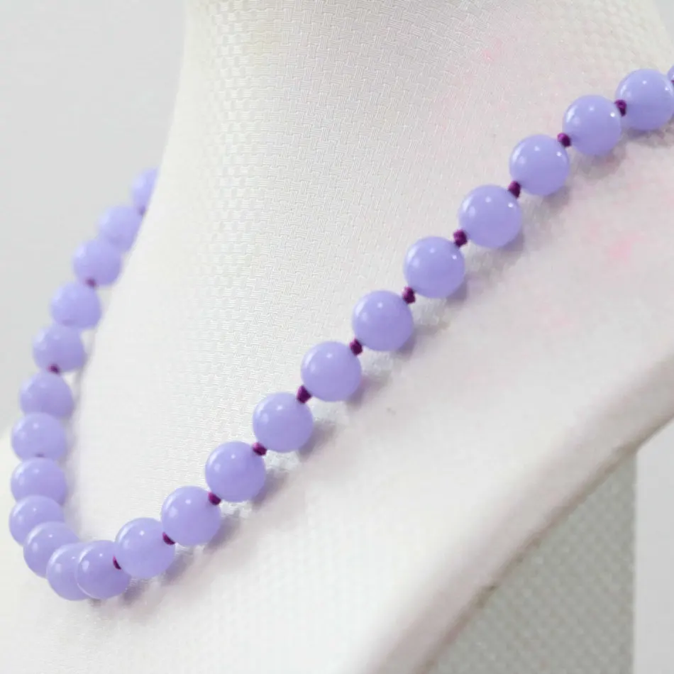 New purple violet stone chalcedony jades 8mm 10mm 12mm round beads fashion diy jewelry necklace 18\