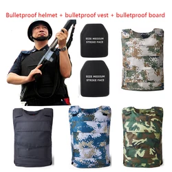 Capacete à prova de balas + colete + placa de polícia e autodefesa, tática militar, equipamento de proteção