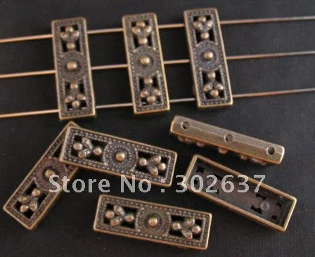 

90Pcs Antiqued copper ornate stele 3 hole spacers A379C