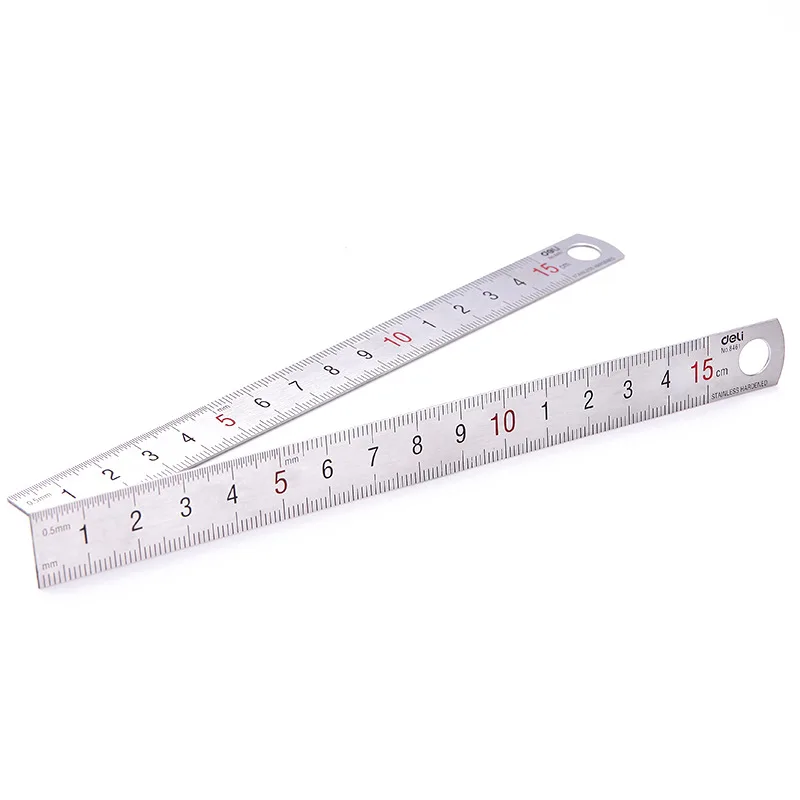Deli-Stainless Steel Metal Straight Ruler, Escala CM, Artista Estudante, Medição, Ferramenta de Desenho, Escritório, Escola, Fornecimento, Papelaria, 15cm