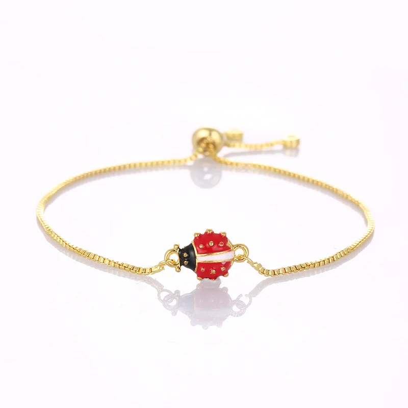 Fashion Classic Animal Magic Ladybug Lady Lucky Adjustable Child Size Bracelet Charm Female Gift Party Jewelry Wholesale