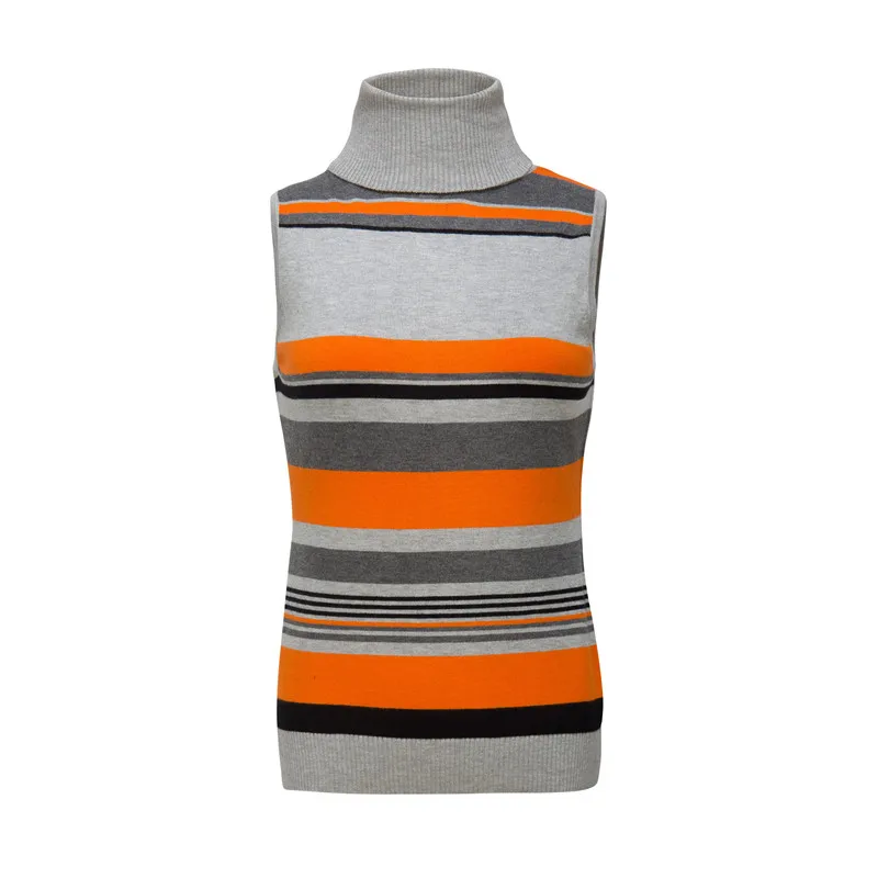 Marwin New-coming Casual Turn-down Collar Sleeveless Striped Women Sweaters Soft Fashion Short Thin Vest Sweaters