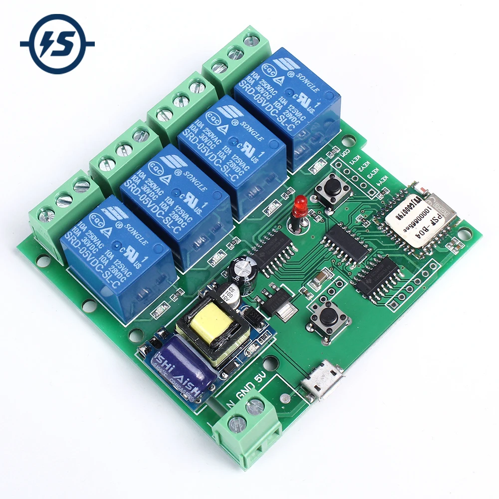 220V 4 チャンネル Wifi リレーモジュール電話 APP ワイヤレスリモートコントロール無線 Lan スイッチジョグ自己ロックインターロック 433 メートルスマート家電