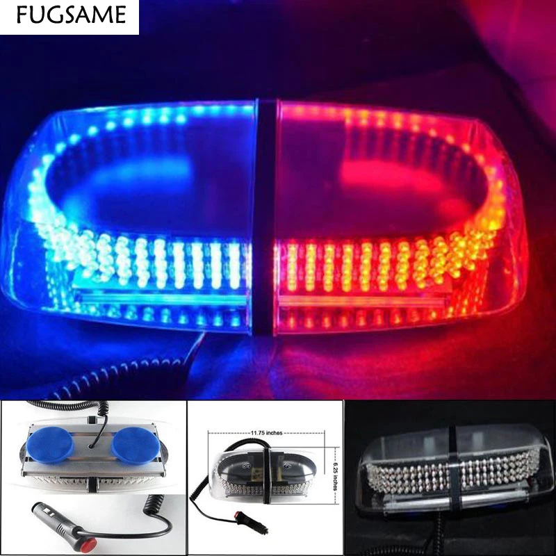 FUGSAME 240 Led Super power Red Blue Amber EMS Strobe light 20W 12V Car Roof   Emergency Warning flashing lights with Magnetic