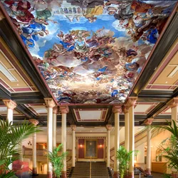 Custom Large 3D Ceiling Murals Wallpaper European Style Retro Hotel Lobby Living Room Decor Angel Photo Ceiling Papel De Parede