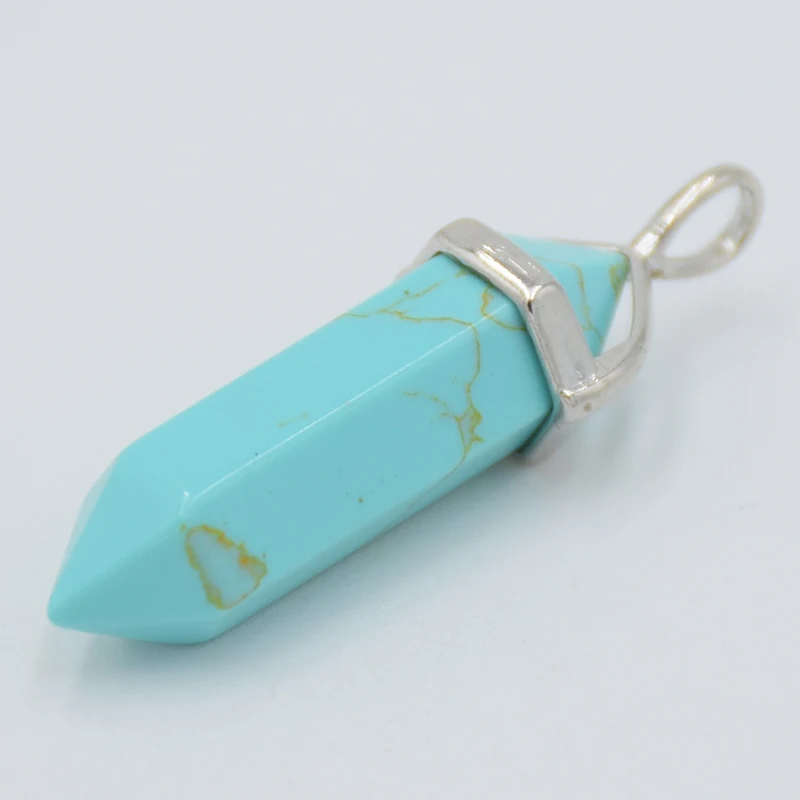 Natural Tiger eye Stone Purple Crystal Quartzs Pendant Hexagonal Column Pillar Bicone Faceted Bead Pendulum Charm Pendants