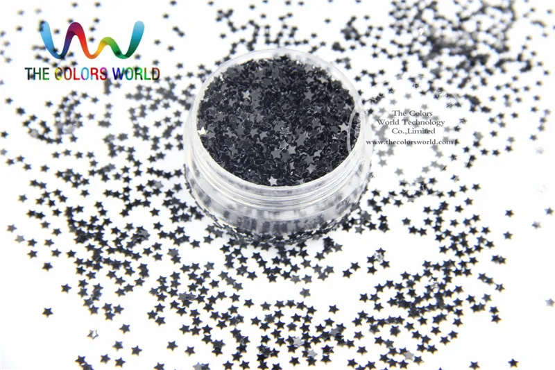 SSWJ2-12 Paillettes Stelle di figura di Colore Nero accessori per nail Art o decorazione FAI DA TE