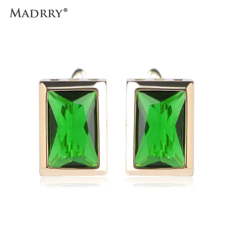 Madrry High Quality Rhinestone Stud Earrings For Women Big Blue Crystal Copper Brincos Square Aretes Wedding Party Accessories