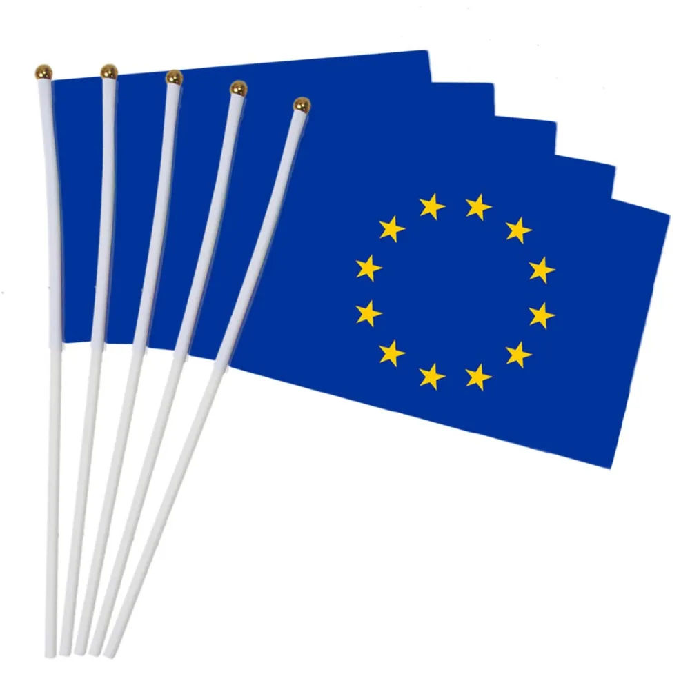14x21cm 5pcs The Small EU flag  European Union Flag the hand national flag with Pole Hand Waving flag  NN020