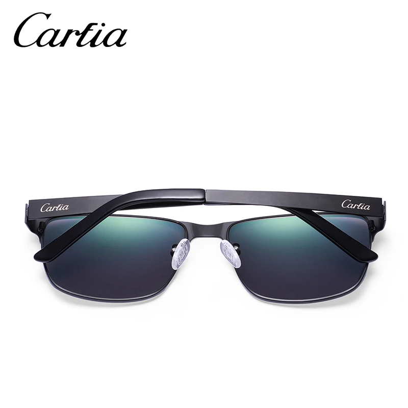 Carfia-gafas de sol polarizadas para hombre y mujer, lentes cuadradas Vintage Steampunk, marco dorado de aleación, protección UV 100%, CA5225