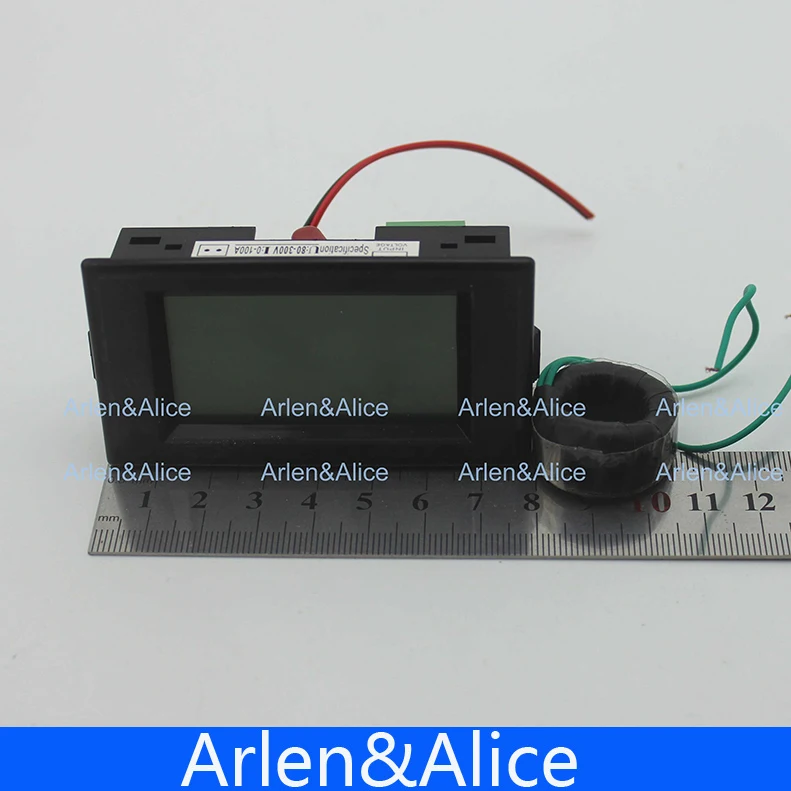 Doppio Display Lcd Misuratore di Tensione E Corrente Blu Retroilluminazione Del Pannello Voltmetro Amperometro Range Ac 80-300V 0-99.9A Nero